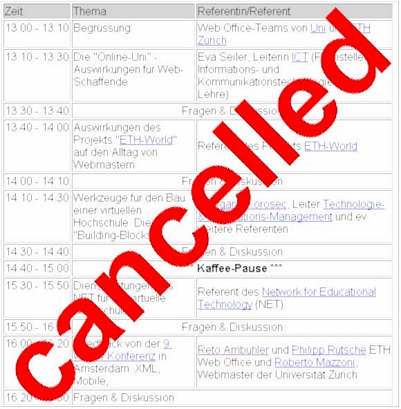 Agenda - cancelled